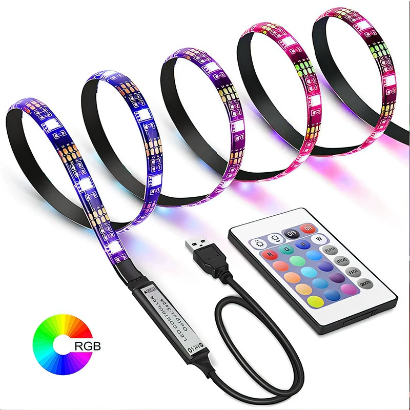 Светодиодная лента 5В-5050RGB USB, пульт RGB Bluetooth и IR на 24 клавиши, подсветка ТВ 2–5 м