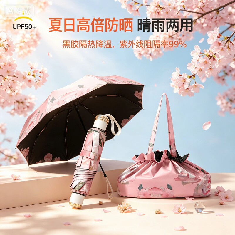 Manufacturer wholesale double-sided floral umbrella, black-coated sun umbrella, UV protection, 70% off foldable dual-use sunshade umbrella for both sunny and rainy days Manufacturer wholesale double-sided floral umbrella, black-coated sun umbrella, UV protection, 70% off foldable dual-use sunshade umbrella for both sunny and rainy days