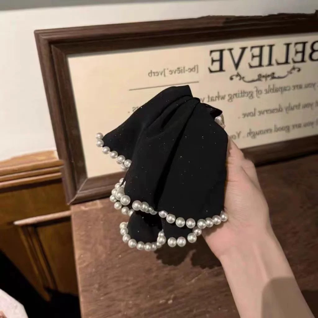 法式气质满天星珍珠大肠圈抓夹复古优雅高级感半扎发发夹鲨鱼夹女