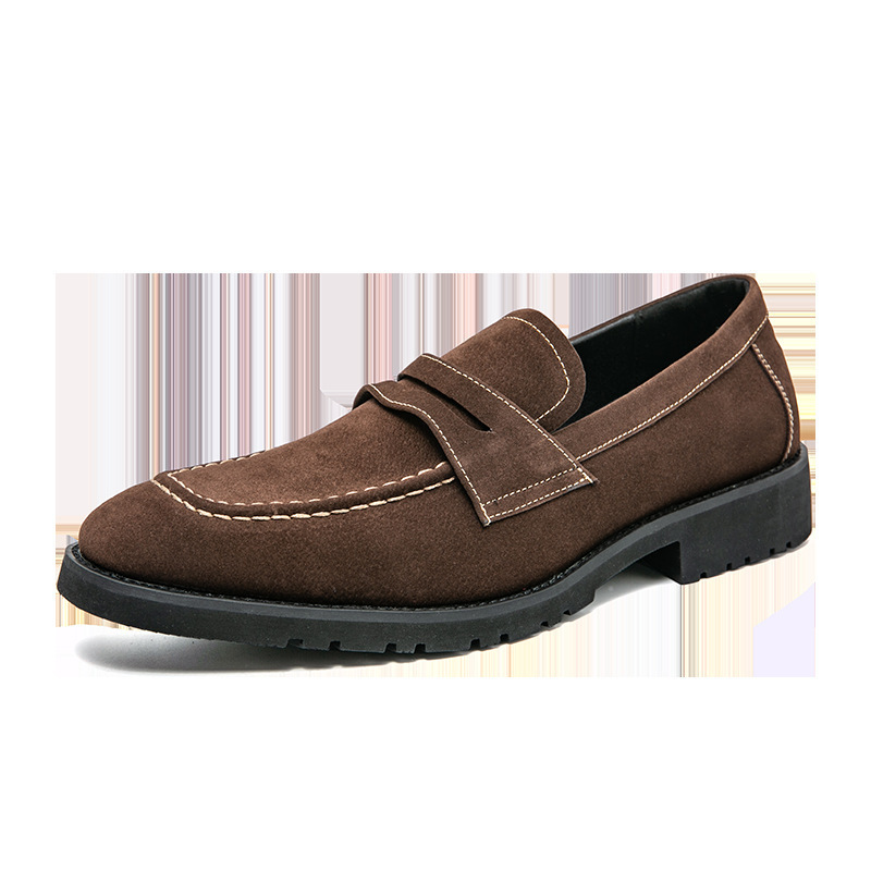 2024 zapatos de cuero casuales de negocios de moda de otoño, zapatos Lefu esmerilados de terciopelo para hombres, zapatos de cuero Doudou de una sola pierna para jóvenes image 8
