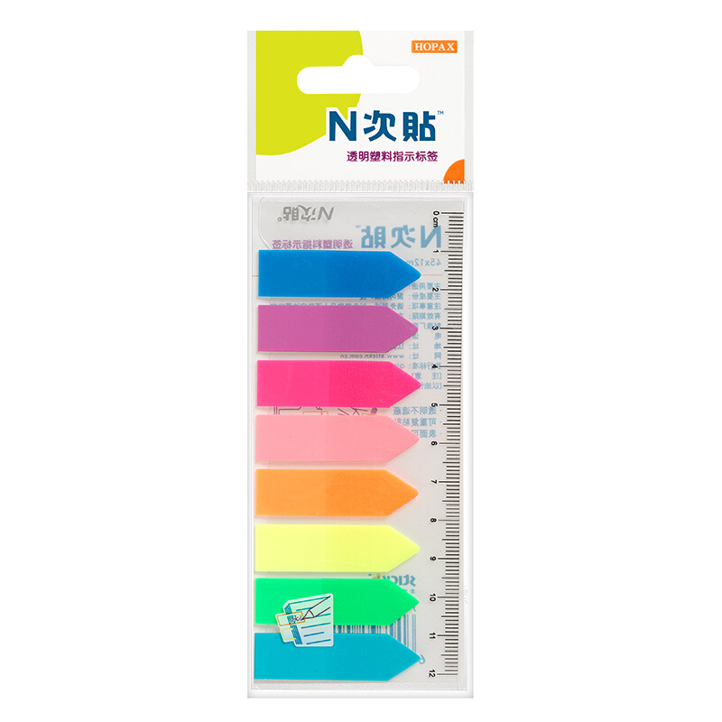 N pegatinas de plástico flecha transparente etiqueta pequeña fluorescente se puede volver a colocar índice de clasificación de plástico post-it pegatinas de Pepsi