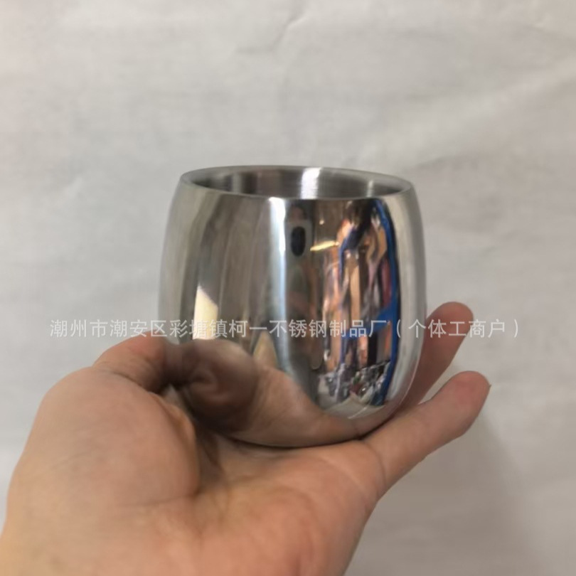 304 Stainless Steel Anti-Scald Tea Cup, Water Cup, Kidsren's Cup, Anti-Scald Cup, Food-Grade Cup, Double-Layer Thickeneded Exquisite Small Tea Cup
