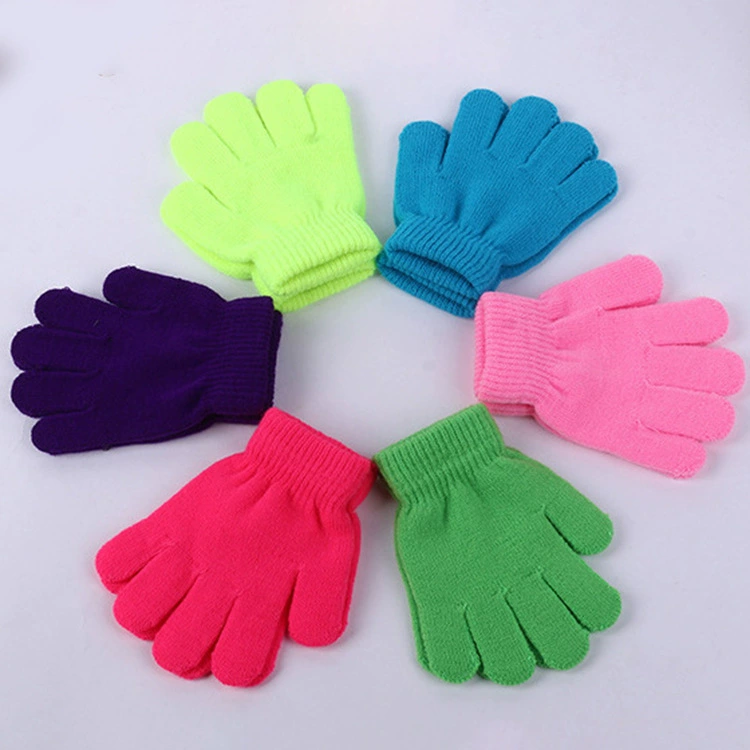 Многоцветные акриловые детские теплые перчатки Amazon AliExpress, производители внешней торговли на заказ, оптовая обработка, печать