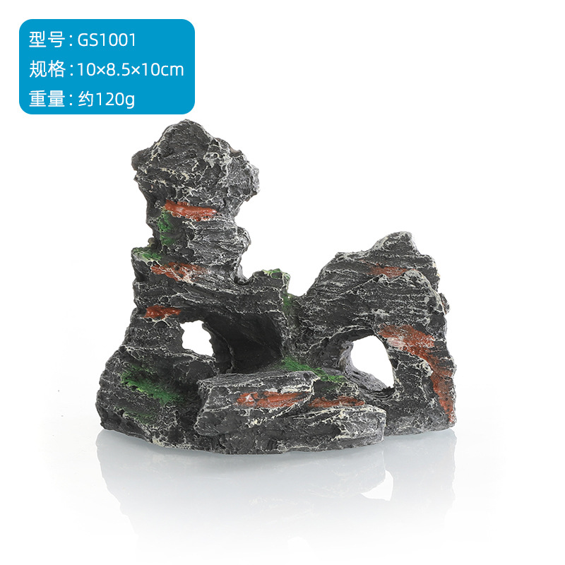 Decoración de paisajismo de pecera, simulación de acuario de rocalla de resina, pequeña rocalla, artesanías para el hogar, adornos de agujeros de refugio de peces y camarones