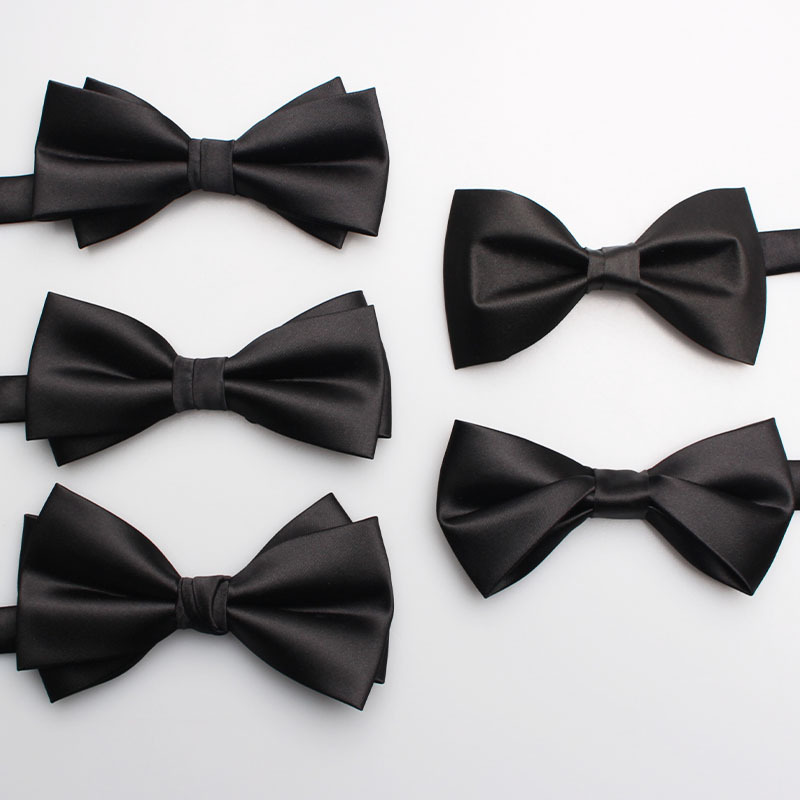 2025 Spring and Summer New Solid Color Black Bow Tie Men's Groom and Best Man Wedding Bow Tie Manufacturer Spot Wholesale