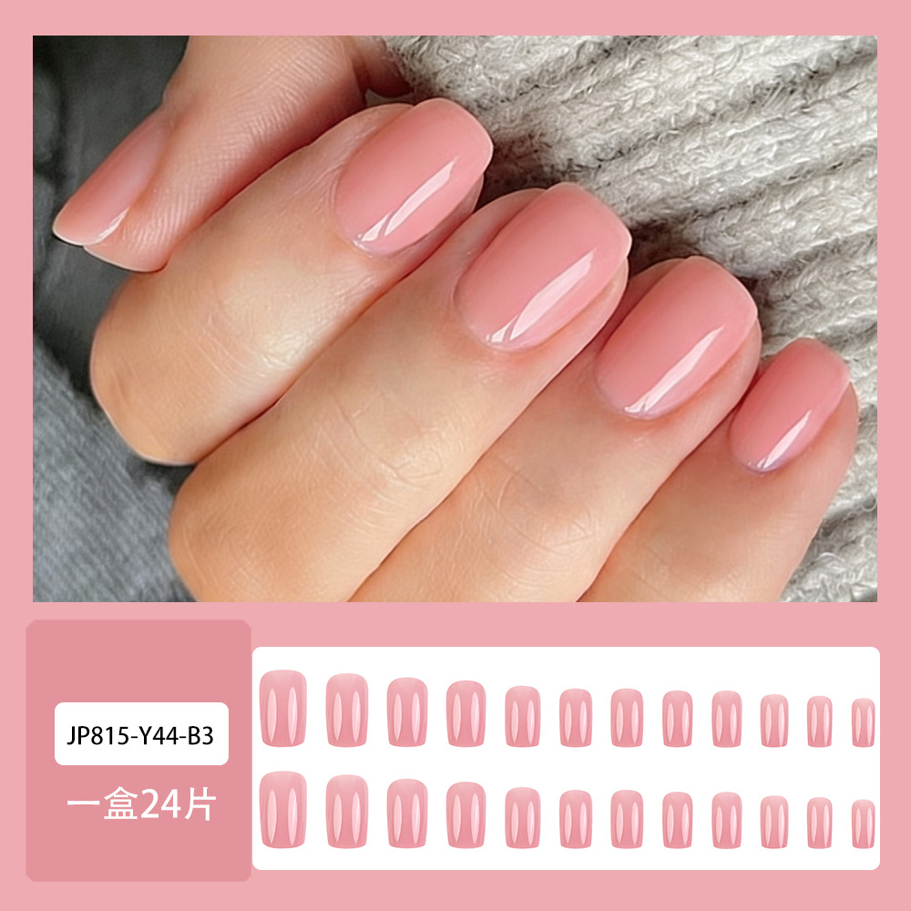 Comercio exterior polvo desnudo cara brillante usar uñas de viaje diario simple claves blanqueadoras 24 piezas de uñas falsas de estilo europeo y americano