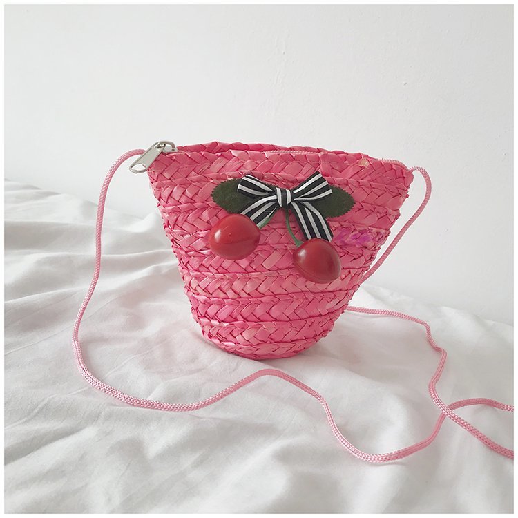 Fabrik Großhandel neue süße Kirsche Stroh Tasche Geldbörse Sommer Crossbody Stroh Tasche gewebte Tasche Urlaub Strandtasche_voghion.com