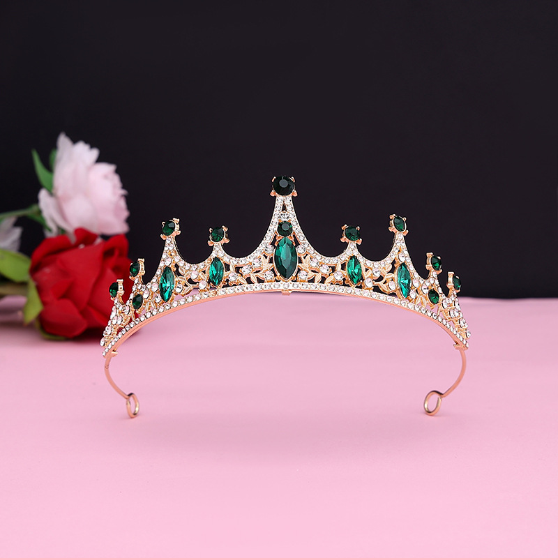 Online Rojo Negro Barroco corona tocado novia estilo coreano 18 años de edad, mujer adulta Ceremonia de cumpleaños princesa Corona al por mayor