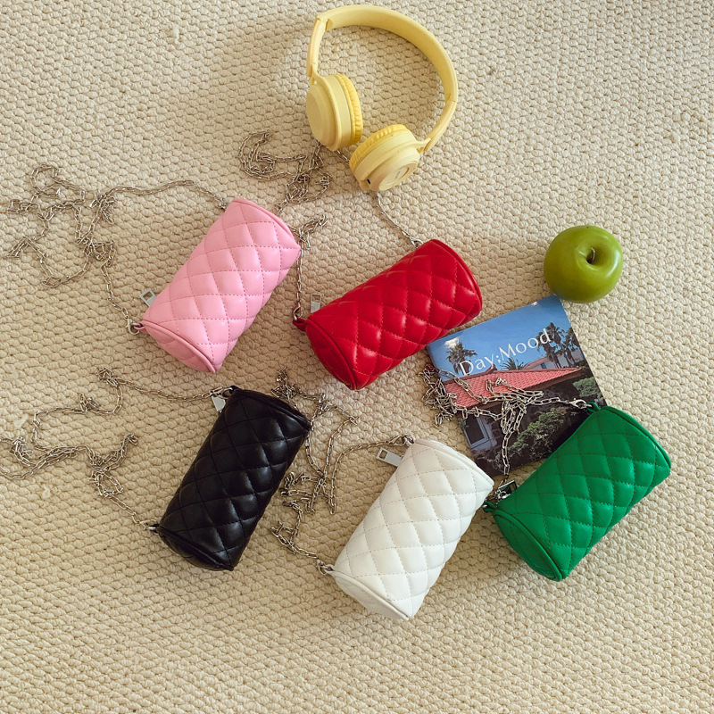 Mochila de estilo bordada de diamante para hombres y mujeres, bolsas de hombro de color sólido, mini bolsas de cilindro para bebés 2026 nuevas bolsas de accesorios para niños