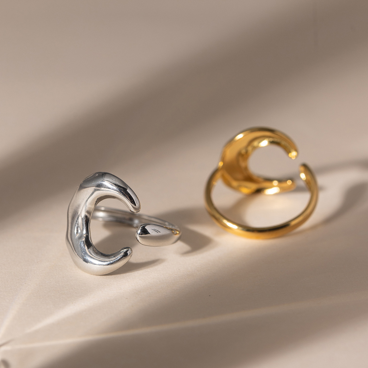 Wanxing anillo de acero de titanio sol europeo y americano nicho de alta calidad de la luna anillo de acero inoxidable ligero lujoso diseño de joyas transfronterizas