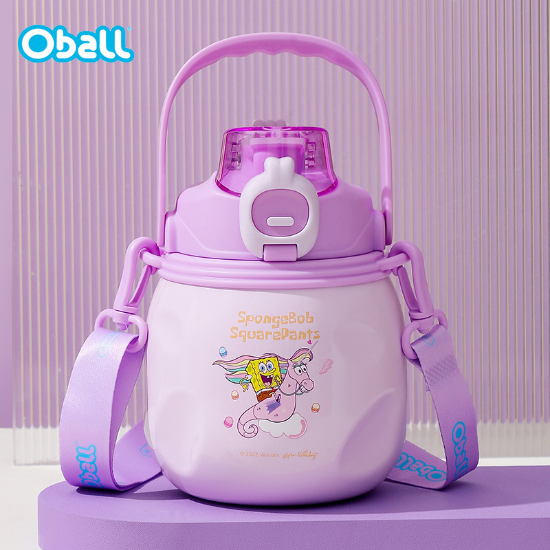 316 Stainless Steel Kidsren's Thermos Cup Cartoon Portable Student Cute Straw Cup Big Belly Cup Portable