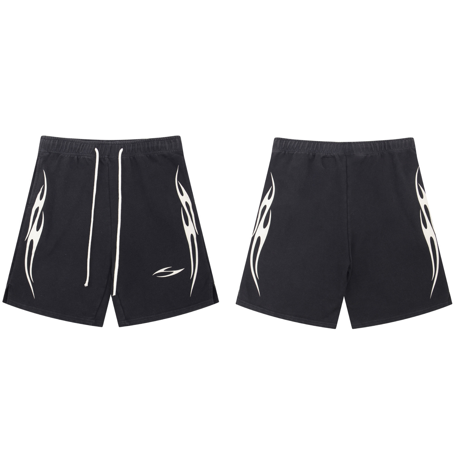 Hellstar Sweat Shorts Flame Washed Black