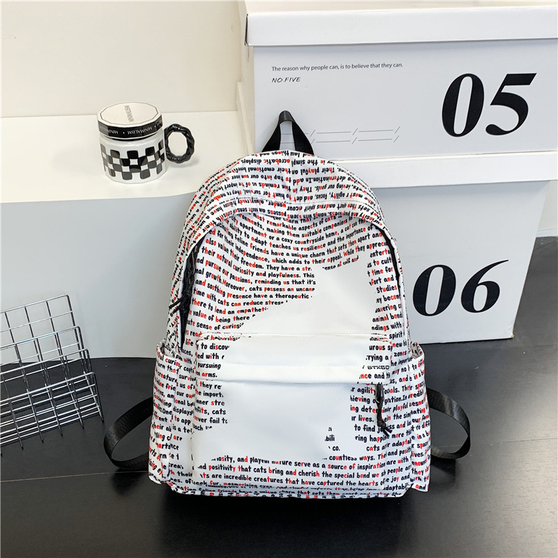 书包美式高颜值背包潮字母时尚休闲防泼水电脑包初高中学生双肩包|undefined