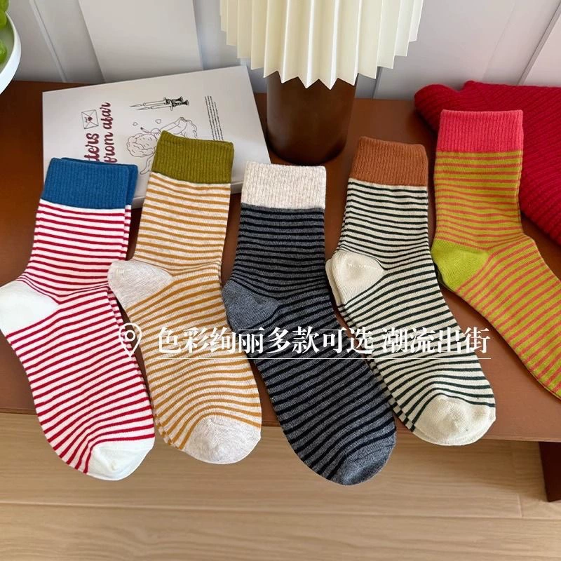 Tide, demi-season trend sports socks for leisure, mid-length, Korean style
