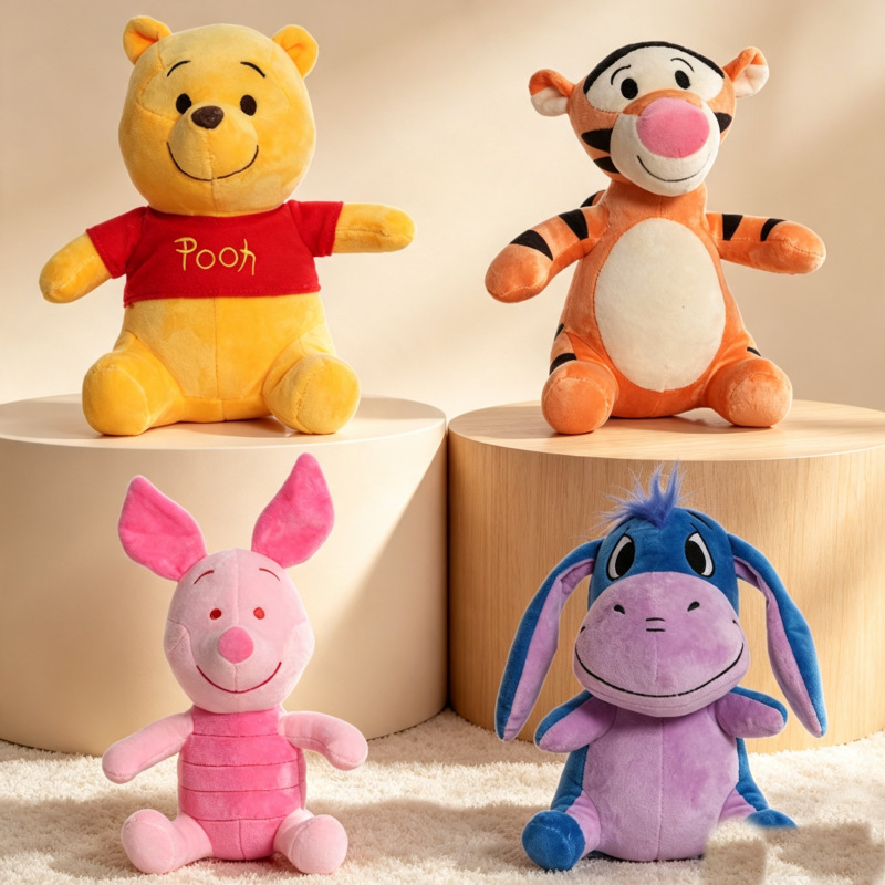 Cross-Border 4inch 8inch Winnie the Pooh Plush Toys, Cute Tiger, Donkey, and Stitch Doll Pendants