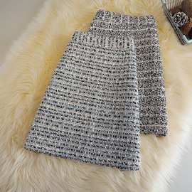 秋冬毛呢字半身裙女百搭高腰小清新短裙格子大码包臀裙防走光裙
