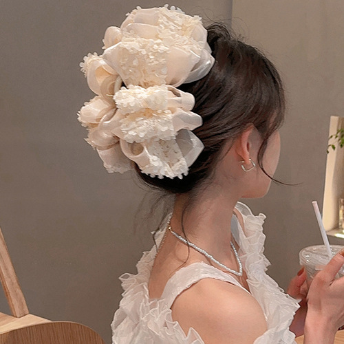 High-end multi-layer bow large-sized grabbing hair accessories temperament hair clip women's back head new shark chuck headgear
