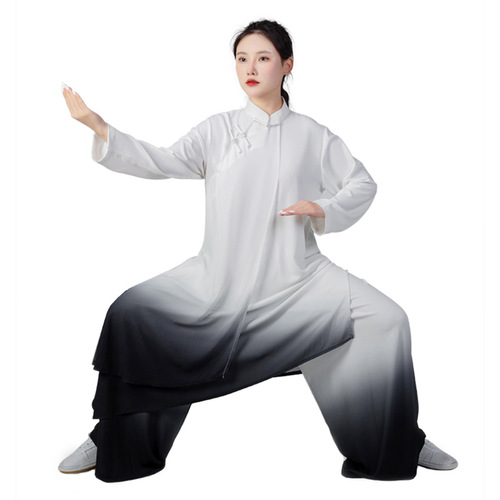 White with black gradient Tai Chi Clothing wushu tai ji quan suit For women men wushu performance tai chi uniforms for men and women suits female