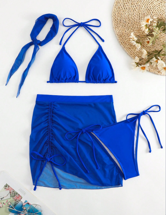 175g Weight Sleeveless Sleeve Length Nylon Fabric Type Shorts Co-ord Set Sets Type 4 Pieces Set Quantity Swimming Occasion 3 Pieces Set Neckline Regular Fit Fit Type Solid Color Pattern Women's Gender Sexy Style Women's Sexy Solid Color 4 Pieces Set Bikinis Swimwear 8