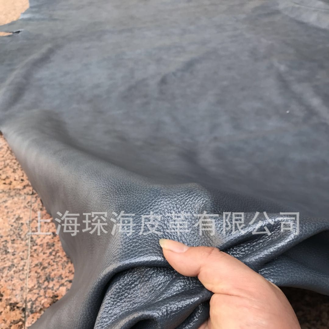 摔纹牛皮 荔枝纹 压花牛皮 头层牛皮 蓝色