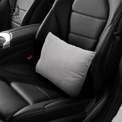 Pillow Perforated Breathable Seat Headrest - upgraded-punched-suede-gray-lumbar-support