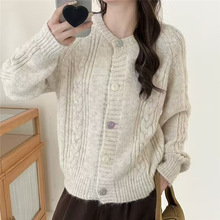 高级感麻花毛衣外套女秋冬季宽松慵懒风外穿加厚针织开衫粗线上衣