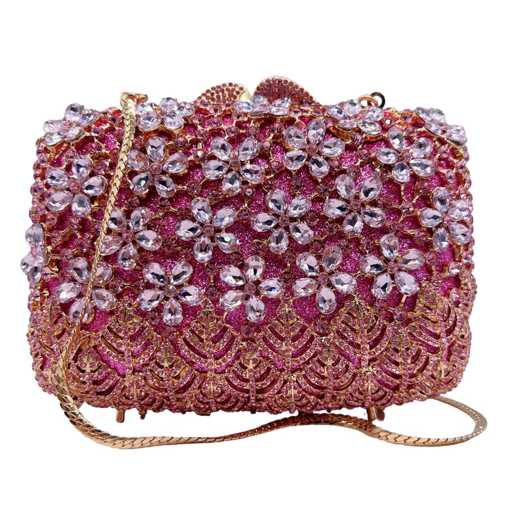 Bolsa de piedra nueva flor de clavo con diamantes bolsas de cena de fiesta de boda bolsas de diamantes