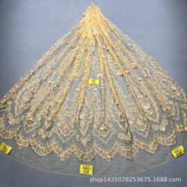 新品不掉粉 LC3767金光杏洒金花型款+烫钻+立体花 婚纱礼服面料