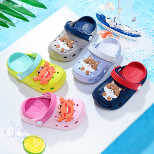 Beach Slippers Summer 1-8 Years Old Boys Indoor Children Solid Color Hole Shoes Baby Toddler Lightweight Girls' Sandals