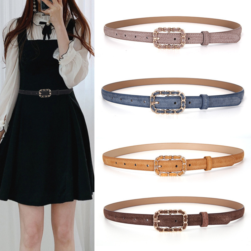 Pin buckle pigskin belt Women's thin decorative suit dress shirt sweater ins trendy narrow belt pants belt Pin buckle pigskin belt Women's thin decorative suit dress shirt sweater ins trendy narrow belt pants belt