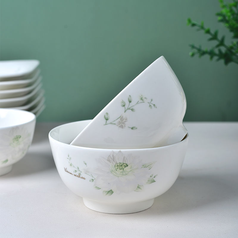 Ceramic Rice Bowl Household Dish Eating Bowl Set Pot Fish Plate Rice Plate Square Plate Spoon Microwave Oven Dedicated to Weidong