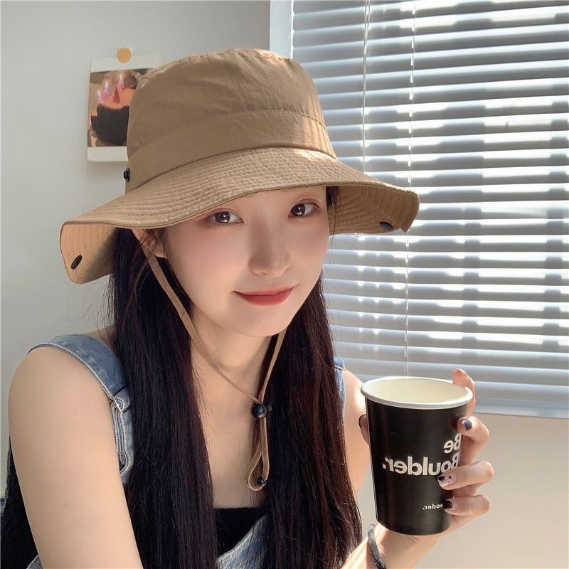 Solid color quick dry travel thin denim climbing sun hat for men and…