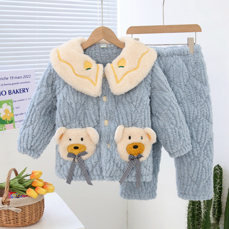 Winter children's keep warm flannel pijama