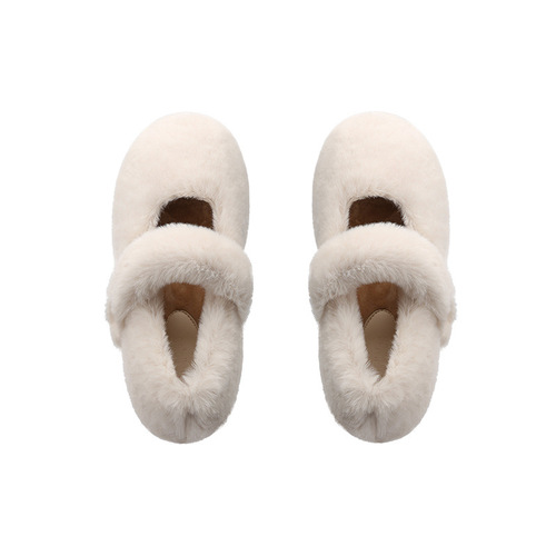 Grape Mama studiolee cute velvet warm furry shoes with round toe beanie shoes for women in autumn and winter