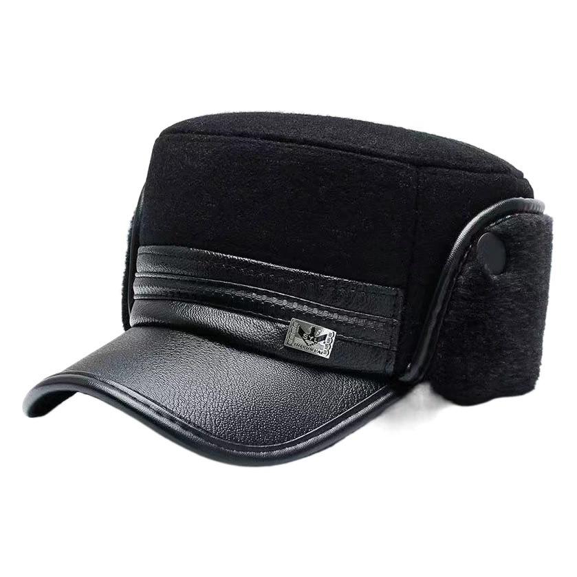 Шапка средних лет мужская зимняя шапка на плоской подошве для отца, старая шапка, осенне-зимняя теплая хлопковая шапка для старика