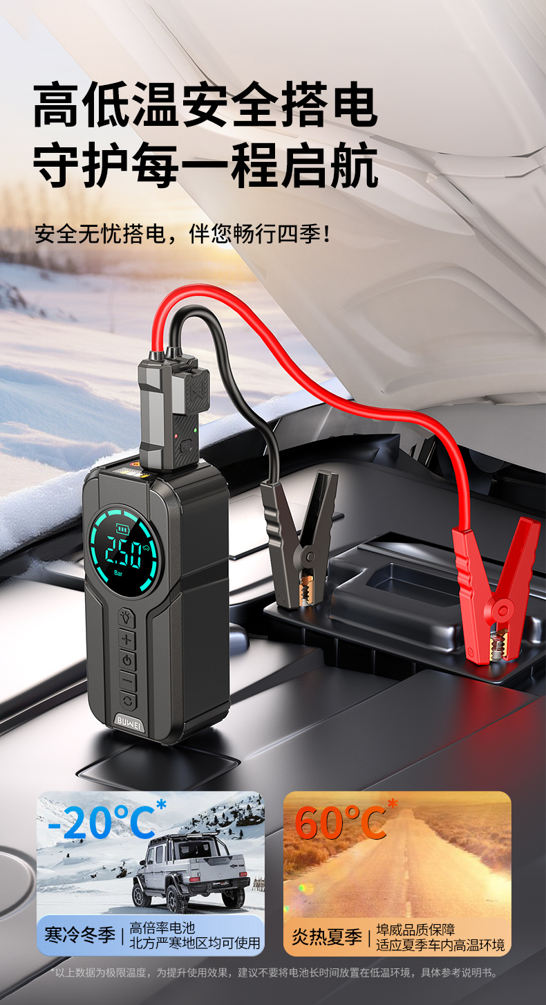 [1920] Buwei Emergency Starting Power Supply, Car Air Pump All-In-One Machine, Car Battery Emergency Jump Starter