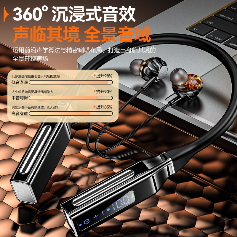 新型スポーツbluetoothイヤホン超長航続無線2025新型首掛け式騒音低減クロスボーダー中英語共通|undefined
