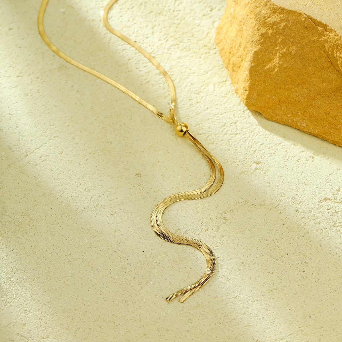 304 Stainless Steel Material PVD Coated Real Gold Plated Geometric 304 Stainless Steel Lady Waterproof Non Tarnish 304 Stainless Steel Necklace