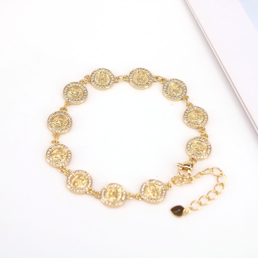 Glam Round Metal Inlay Zircon Bracelets
