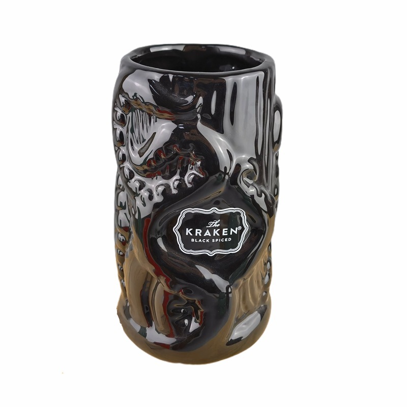 Cerámica octopus relieve tótem taza TIKI MUG 3D pulpo monstruo taza Maker taza hawaiana TIKI taza