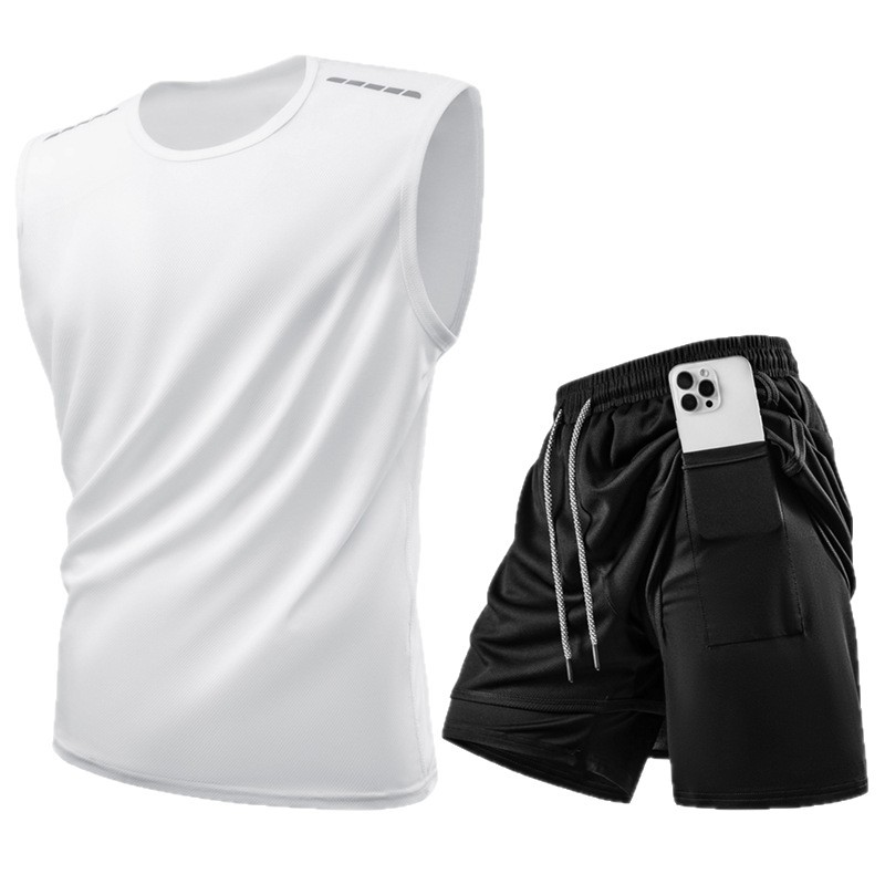 Trajes deportivos casuales transfronterizos de verano chaleco grande hombre falso de dos pantalones cortos deportivos sueltos trajes de tamaño europeo image 6