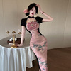 Southeast Asian New Chinese Style Improved Standing Neck Qipao Dress with Waist Wrap and Hip Wrap Skirt
