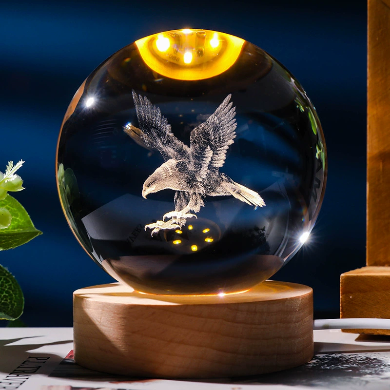 Звёздное небо, деревянная ночная лампа, стеклянный динозавр, 3D, (торговля через границу)