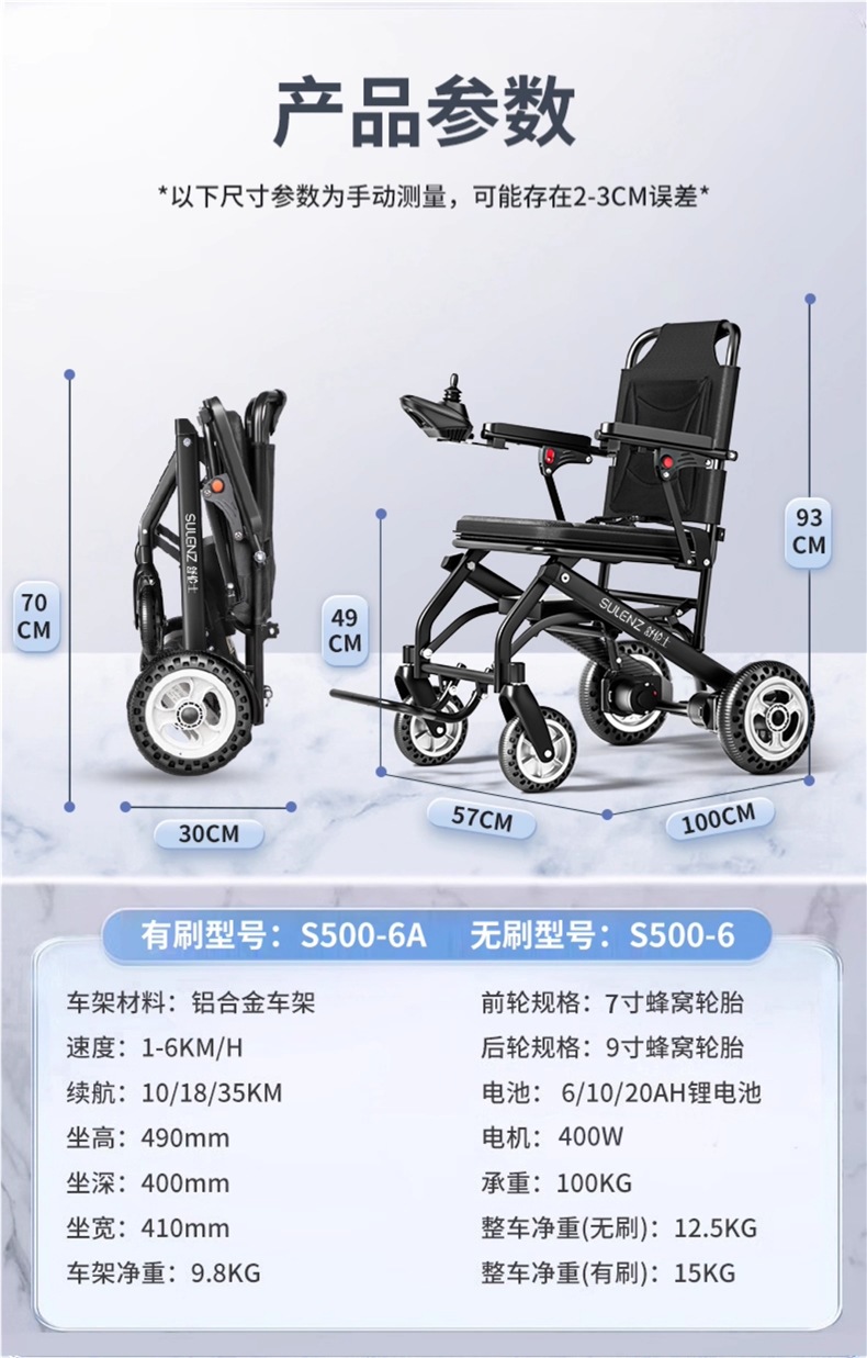 Shulenshi Electric Wheelchair Lightweight Folding Intelligent Fully Automatic Elderly Special Disabled Four-Wheel Scooter Ultra-Light
