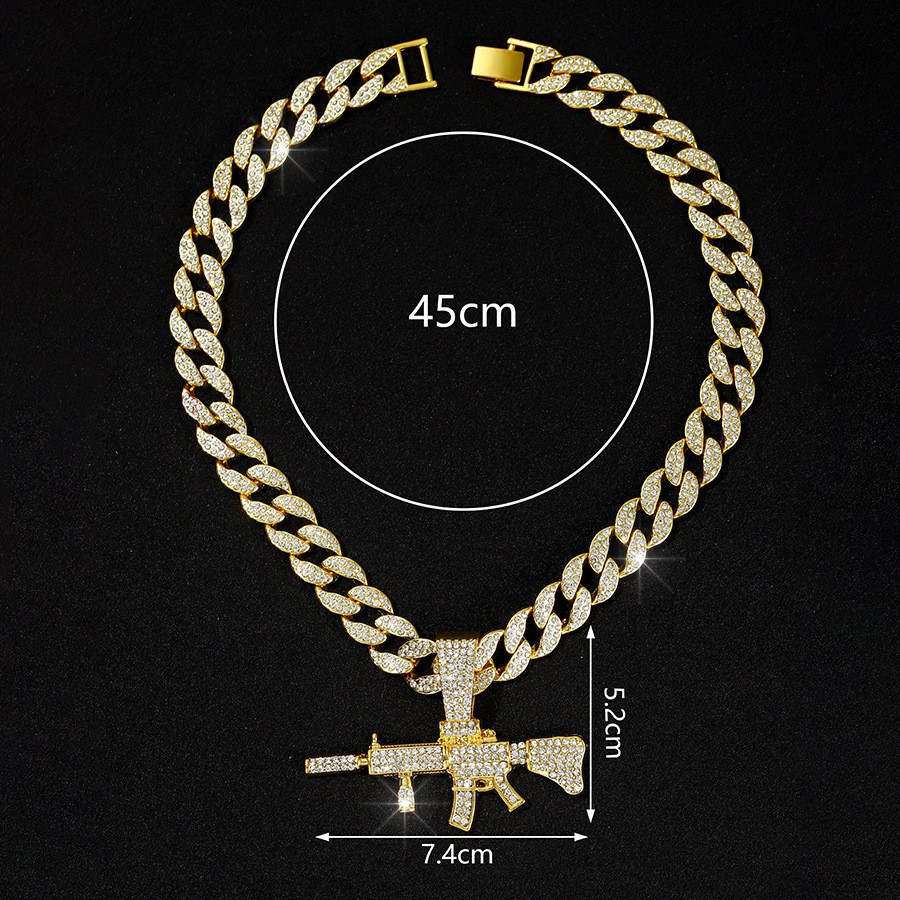 Hip-hop transfronterizo M4 colgante de diamante completo collar cubano para hombres cool nicho con accesorios de venta caliente de personalidad europea y americana image 7
