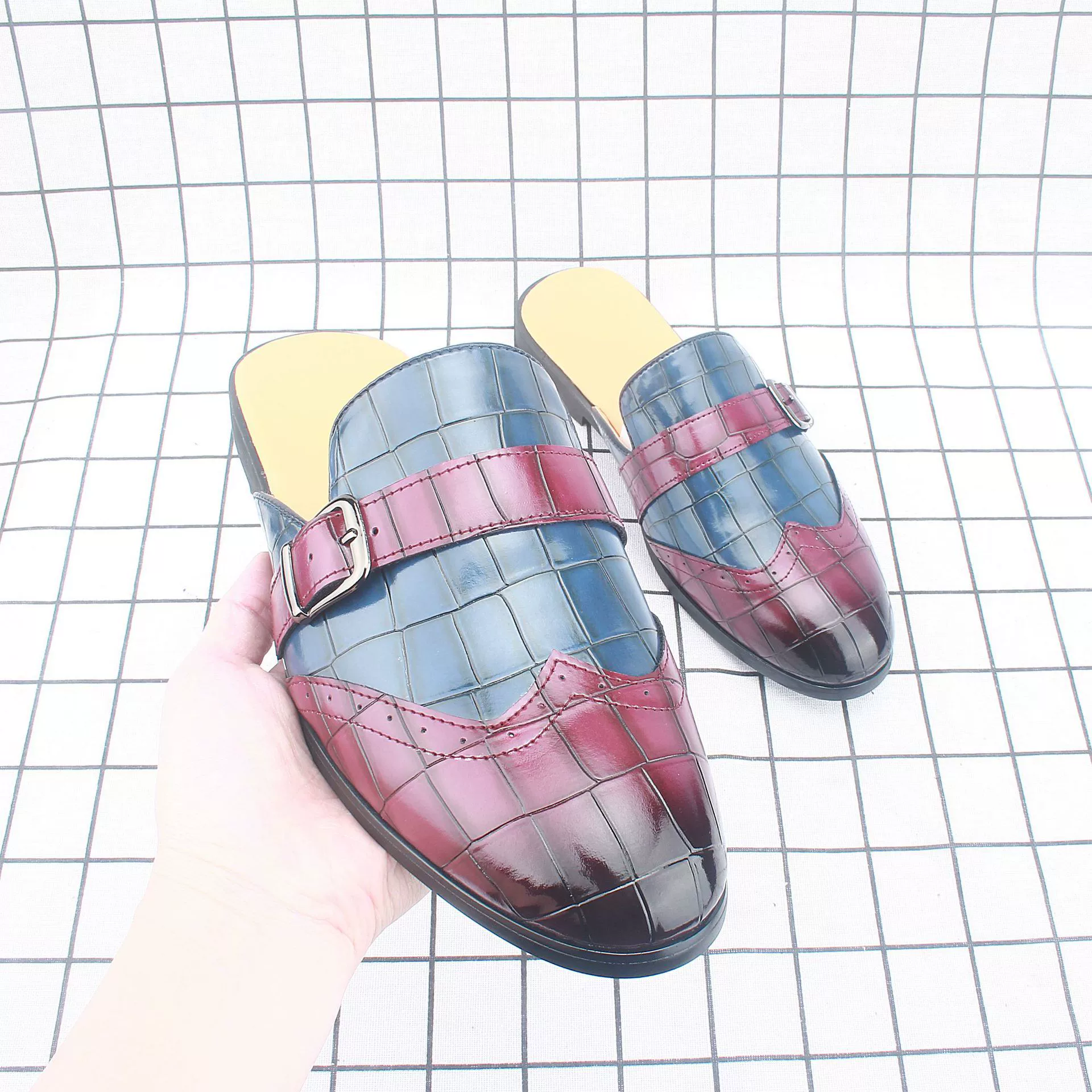 Мужские персонализированные кожаные туфли с половиной чашки, модная верхняя одежда, полутапочки Baotou, модные ленивые сандалии 660