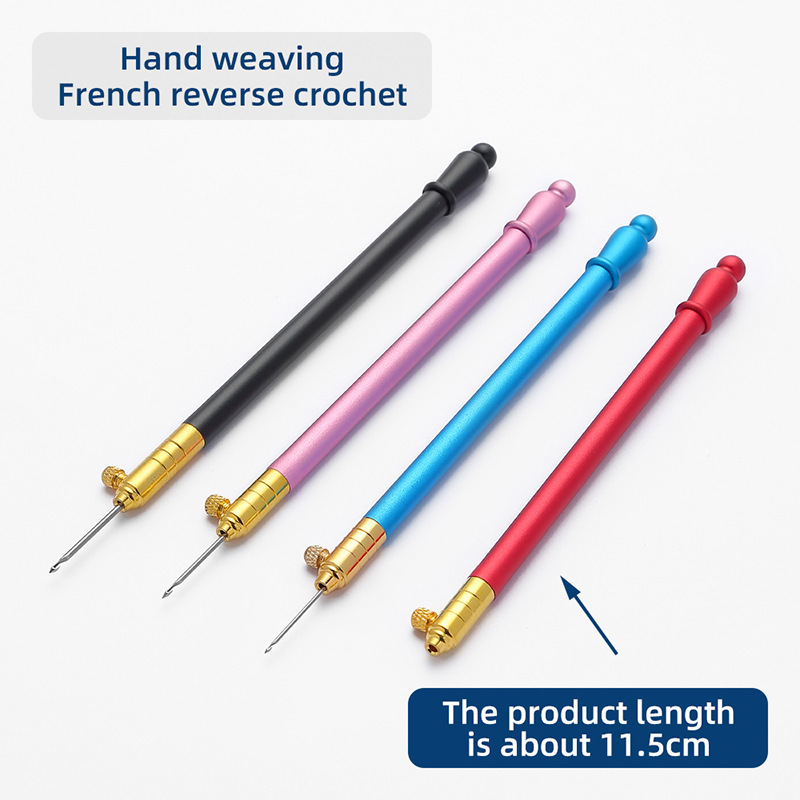 Aguja de gancho de bordado inverso de haya de lentejuela francesa transfronteriza, cinturón de aguja de bordado francés, aguja de gancho de luneville de metal de 3 agujas