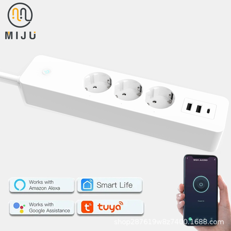 跨境德国标准插座定时计量WIFI智能排插USB分控总控UK可网关无线