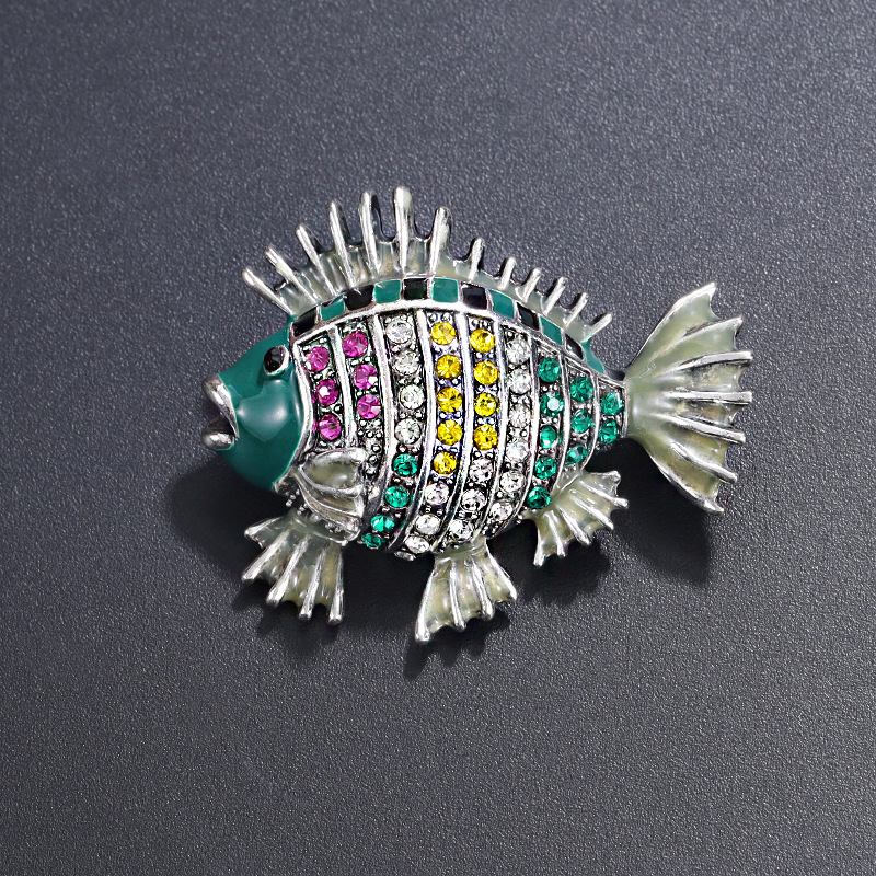 Guofeng Koi broche temperamento lujoso abrigo accesorios de ropa aleación broche goteo azul abrigo de carpa flor de pecho