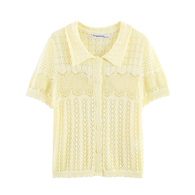 Zg Foreign Trade Women's Clothing New Style 2026 Fresh and Sweet Pastel Pattern Jacket Collar Knitted Cardigan Uyl960056